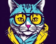 Cute hand drawn pop art cat, animal t-shirt designs, animal t-shirt design stock images, animal t-shirt design ai prompts
