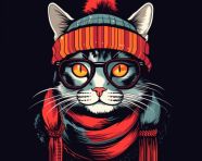 Cute cat in winter gear, animal t-shirt designs, animal t-shirt design stock images, animal t-shirt design ai prompts