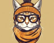 Cat fashionista in winter gear, animal t-shirt designs, animal t-shirt design stock images, animal t-shirt design ai prompts