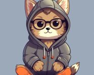 Hipster cat in hoodie and glasses, animal t-shirt designs, animal t-shirt design stock images, animal t-shirt design ai prompts