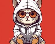 Cat in glasses and hoodie, animal t-shirt designs, animal t-shirt design stock images, animal t-shirt design ai prompts