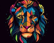 Headphones lion black background, animal t-shirt designs, animal t-shirt design stock images, animal t-shirt design ai prompts