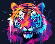 Tiger art print with splashes, animal t-shirt designs, animal t-shirt design stock images, animal t-shirt design ai prompts