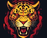 Leopard with burning eyes, animal t-shirt designs, animal t-shirt design stock images, animal t-shirt design ai prompts