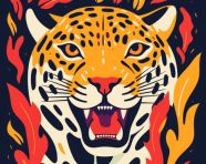 Leopard in the flames, animal t-shirt designs, animal t-shirt design stock images, animal t-shirt design ai prompts