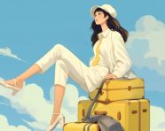 Female traveler planning her next trip, adventure travel stock images, adventure travel ai prompts, travel stock images ai