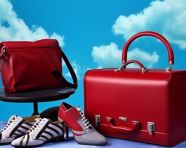 Luggage and shoes on blue background, adventure travel stock images, adventure travel ai prompts, travel stock images ai