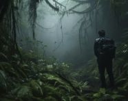 Jungle explorer mousepad, adventure travel stock images, adventure travel ai prompts, travel stock images ai