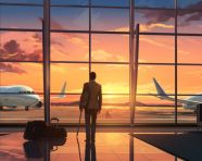 Tourist about to depart on vacation with suitcase, adventure travel stock images, adventure travel ai prompts, travel stock images ai