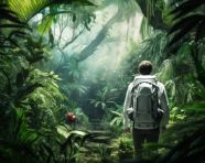 Adventurer embarking on a journey of discovery, adventure travel stock images, adventure travel ai prompts, travel stock images ai