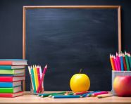 Colorful books on a wooden table, back to school stock images ai, back to school stock illustrations ai, back to school ai prompts