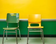Empty classroom with nostalgic vibe, back to school stock images ai, back to school stock illustrations ai, back to school ai prompts