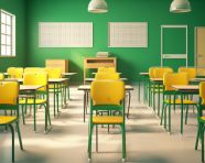 Classic schoolroom with chalk and sunlight, back to school stock images ai, back to school stock illustrations ai, back to school ai prompts