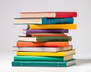 Colorful hardcover books flying on white background stack of books in colour covers, back to school stock images ai, back to school stock illustrations ai, back to school ai prompts