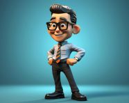 A cartoon character with glasses and a tie that says pixar on it, back to school stock images ai, back to school stock illustrations ai, back to school ai prompts
