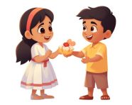 Young boy and girl playing with each other with hands holding gifts