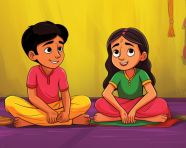 Cartoon kids sitting on the ground
