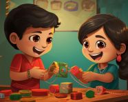 Cute brother and sister rakhi illustration