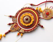 An elaborate rakhi with an envelope