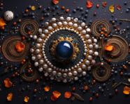 Colorful rangoli with beads, raksha bandhan stock photo, raksha bandhan vector illustration, raksha bandhan ai generator