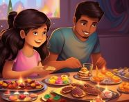 Young girl and man prepares special rakshabandan using diyas, raksha bandhan stock photo, raksha bandhan vector illustration, raksha bandhan ai generator