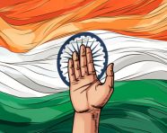 A person holding an indian flag and waving it, independence day stock image, independence day ai prompt