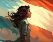 An indian flag flying in the sky, independence day stock image, independence day ai prompt