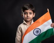 Childs love for india, independence day stock image, independence day ai prompt