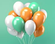 A group of balloons with white, independence day stock image, independence day ai prompt