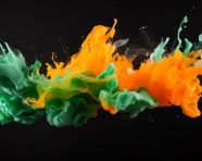 Orange and green paint splash, independence day stock image, independence day ai prompt