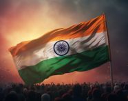 India flag waving in the air, independence day stock image, independence day ai prompt