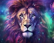 Majestic lion head in vibrant colors, midjourney ai art, ai art, midjourney free prompts