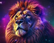 A lion with colorful hair in the background, midjourney ai art, ai art, midjourney free prompts