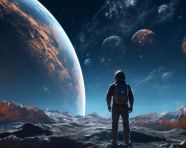 Human in space planet earth in view, midjourney ai art, ai art, midjourney free prompts