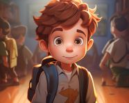 Cute children wallpaper with cute cartoon character, midjourney ai art, ai art, midjourney free prompts