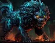 Lion aflame a digital artwork of strength and power, midjourney ai art, ai art, midjourney free prompts