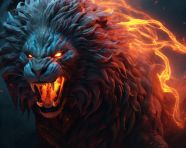 Swirling flames lion digital artwork, midjourney ai art, ai art, midjourney free prompts