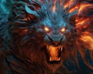 Lion burn swirling digital painting, midjourney ai art, ai art, midjourney free prompts