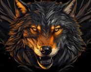 Cool wolf illustration design, midjourney ai art, ai art, midjourney free prompts
