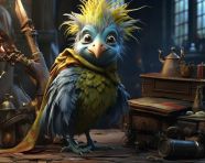 Closeup of a feathered friend, midjourney ai art, ai art, midjourney free prompts