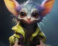 Cute and scary creature made from a painting, midjourney ai art, ai art, midjourney free prompts