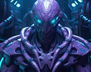 A photo of a futuristic robot with blue lights, midjourney ai art, ai art, midjourney free prompts