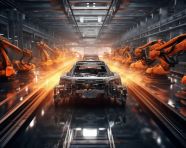 Auto industry automation and robots a global picture of an automotive factory, assembly line car production, assembly line car manufacturing