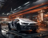 Car assembly line robots, assembly line car production, assembly line car manufacturing