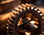 Cogwheel in focus, industrial machinery stock images ai, midjourney prompt ideas