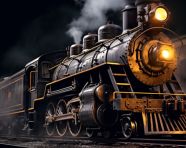 Locomotive steam pouring out of smokestack, industrial machinery stock images ai, midjourney prompt ideas