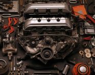 Car engine components in grid format, industrial machinery stock images ai, midjourney prompt ideas
