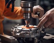 Worker's hands assemble complex machinery, industrial machinery stock images ai, midjourney prompt ideas