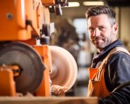 Portrait of a confident worker at work, industrial machinery stock images ai, midjourney prompt ideas