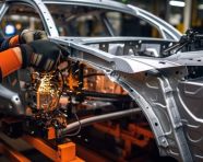 Workers hands assembling car door, industrial machinery stock images ai, midjourney prompt ideas